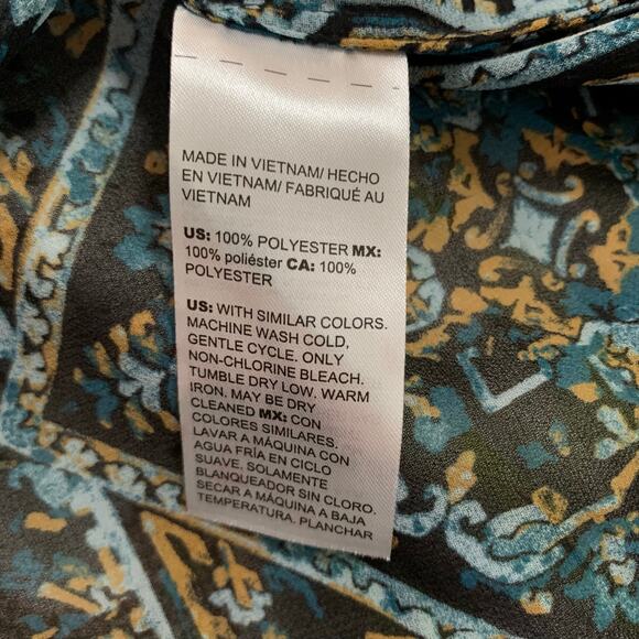 Chicos Tunic Shirt Longer Length Top Semi Sheer Black Blue Women's 2 L 12 - Picture 9 of 9